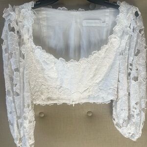 Zimmermann White Floral Lace Crop Top Sz XS/S